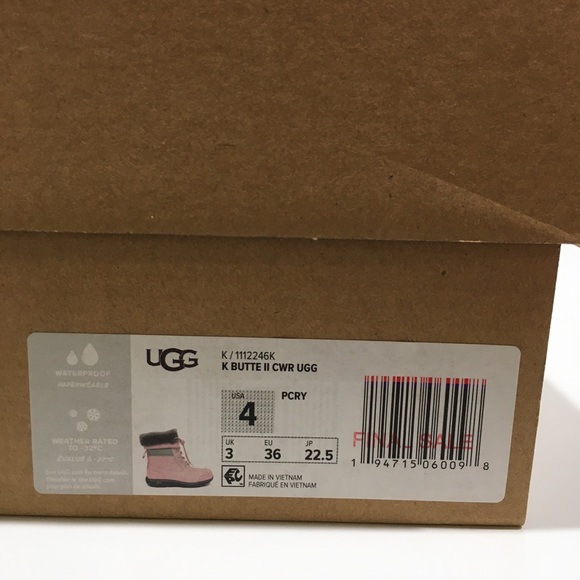 UGG BUTTE II CWR SNOW BOOTS -PINK WATERPROOF LEATHER -KIDS US 4 -NEW - Picture 12 of 12